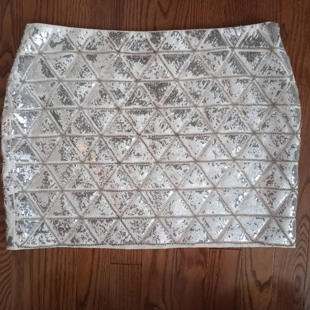 H&M Cream with Silver Sequins Beaded triangle pattern